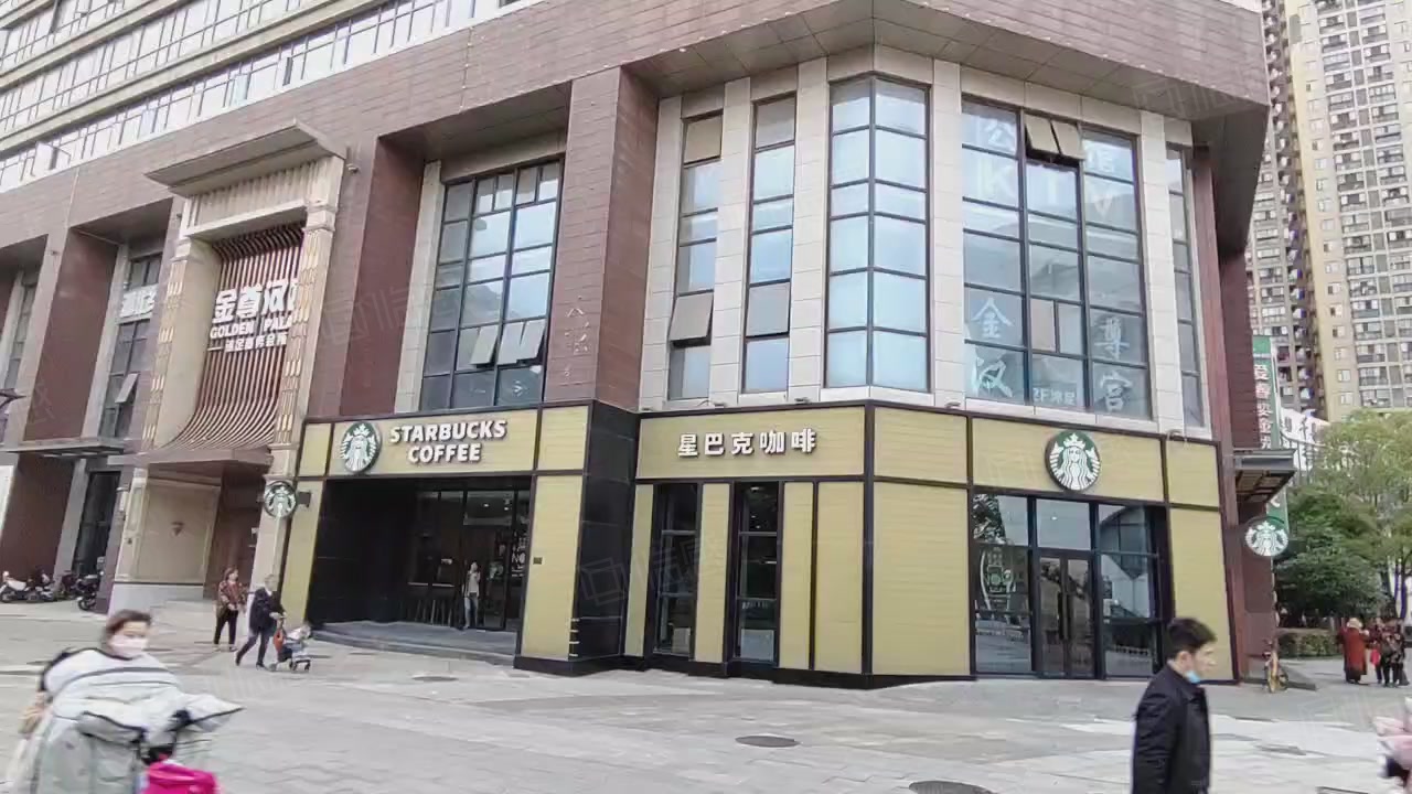 挂角星巴克 正对十字路口 紧邻城市广场 空高6米,武汉江岸百步亭汉口